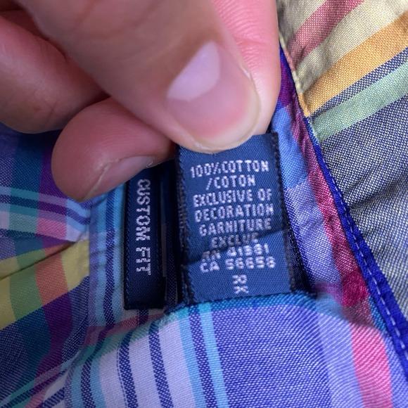 Ralph Lauren Shirt M Mens S/S Button Down Custom Madras Multicolor Plaid GUC - Picture 8 of 9
